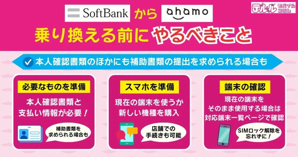 【事前準備】ソフトバンクからahamoへ乗り換える前にやるべきこと