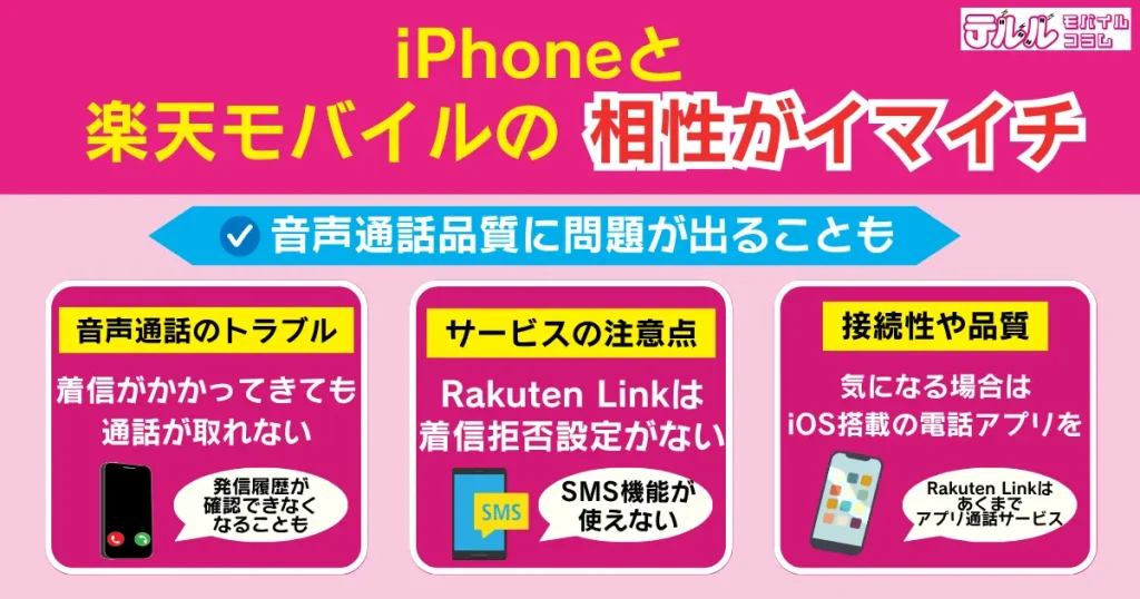 iPhoneと楽天モバイルの相性がイマイチ｜音声通話品質に問題が出ることも